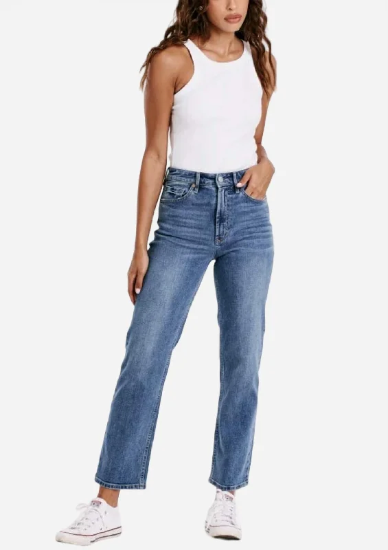 90's Super High Rise Ankle Jean In Medium Wash Trendy Plus Size Jeans