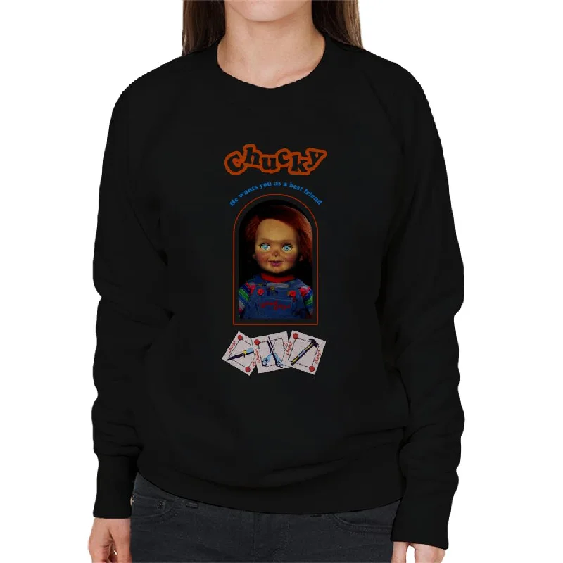 Chucky He Wants You As A Best Friend Women's Sweatshirt Hoodie with Gradient Ombre Colorful