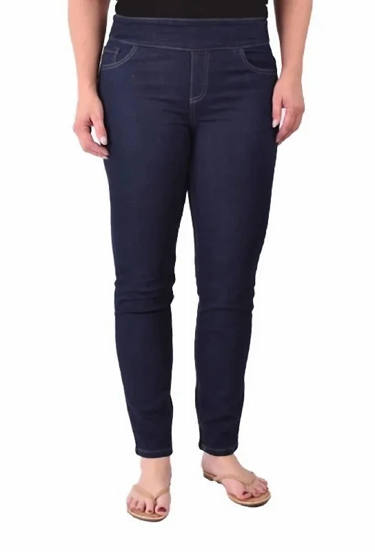 Hannah Classic Pull On Jean In Dark Wash Stylish High-Waist Skinny Denim