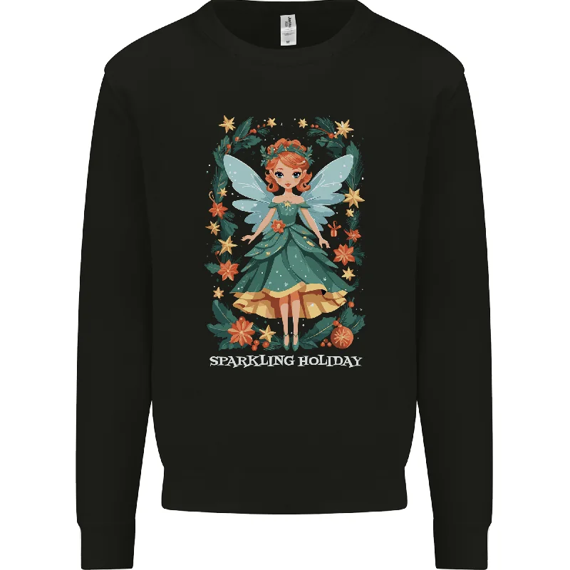 A Christmas Fairy Sparkling Holiday Xmas Mens Sweatshirt Jumper Hoodie with Stripes Bold Sporty