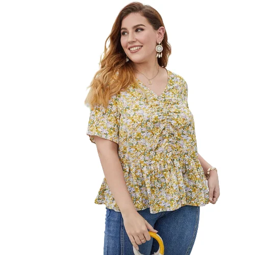 Fat woman print blouse Subtle Shimmer Blouse