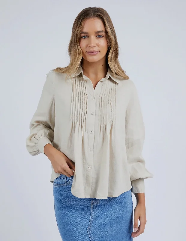 Foxwood Toulouse Blouse - Oat Elegant Peplum Blouse