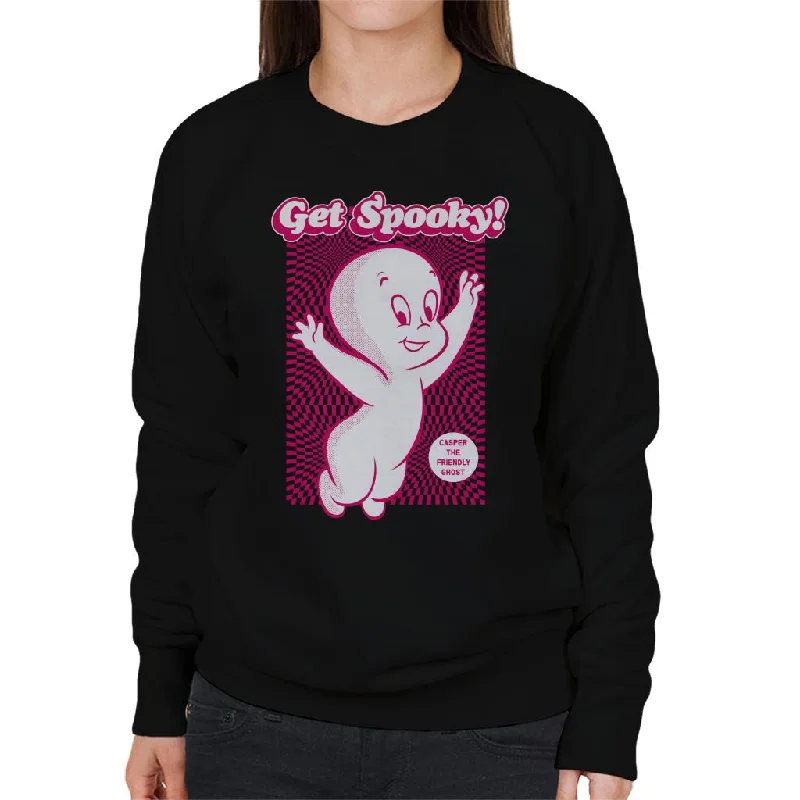 Casper The Friendly Ghost Get Spooky Women's Sweatshirt Hoodie with Stripes Bold Sporty