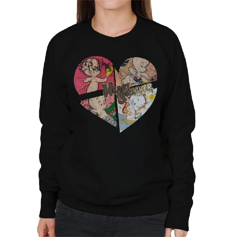 Casper The Friendly Ghost Heart Breaker Women's Sweatshirt Hoodie with Elastic Cuffs Stretchable Comfortable