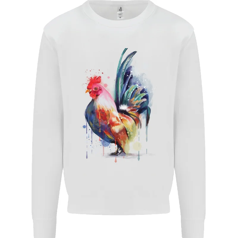 A Chicken Watercolour Mens Sweatshirt Jumper Hoodie with Reflective Safety Nightwear