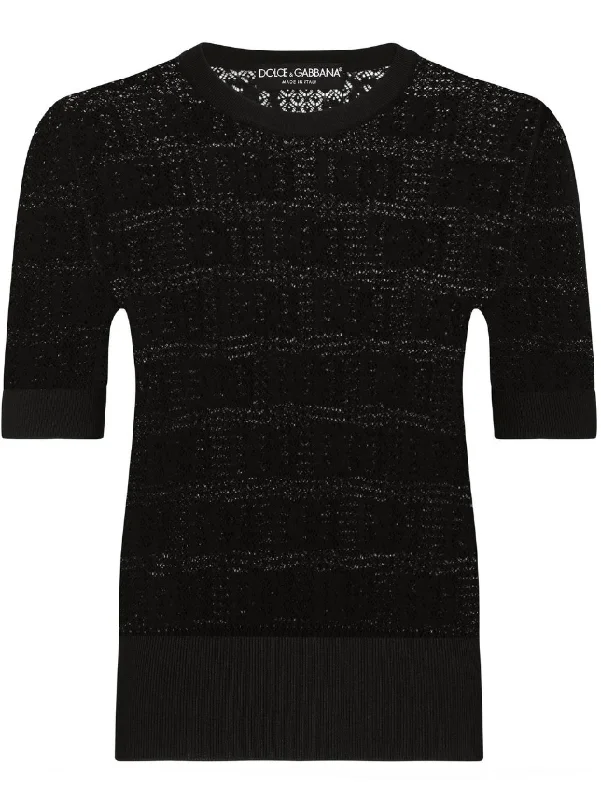 Dolce & Gabbana DG logo jacquard lace-stitch sweater Ribbed Striped Patterned