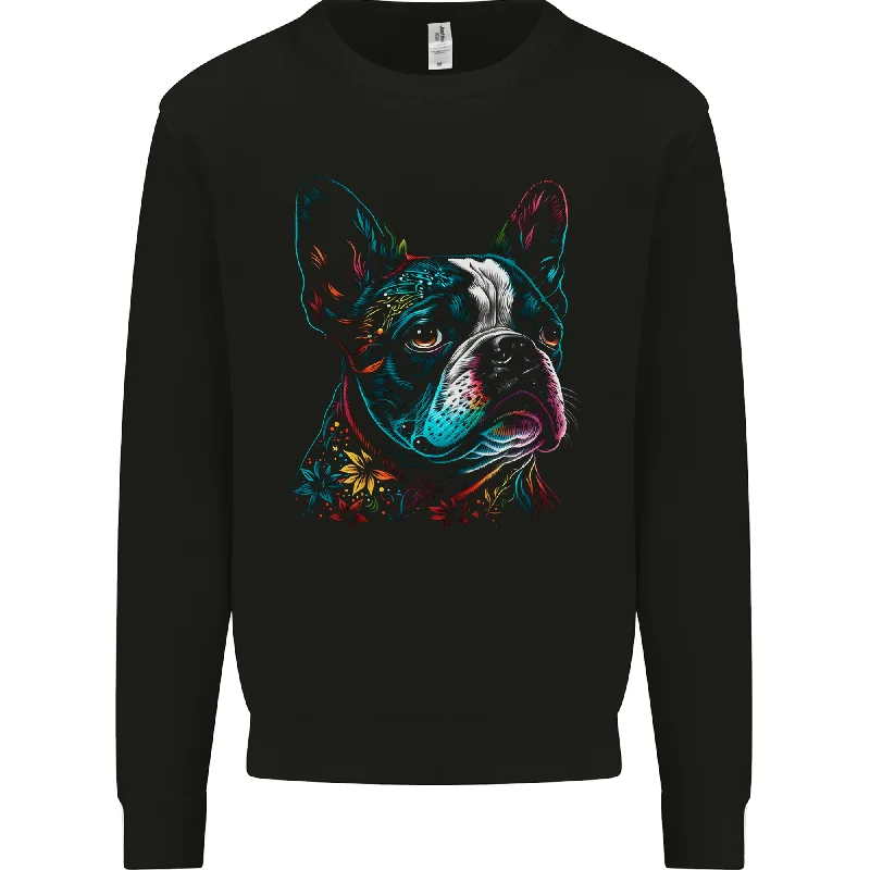 A Colourful Boston Terrier Dog Mens Sweatshirt Jumper Hoodie Sweatshirt Pullover