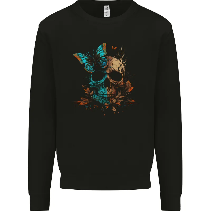 A Butterfly Skull in the Wild Mens Sweatshirt Jumper Hoodie with Reflective Safety Nightwear