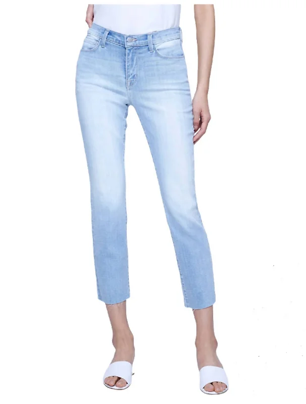 Sada High Rise Crop Slim Jeans In Lenox Trendy Pleated Waist Jeans