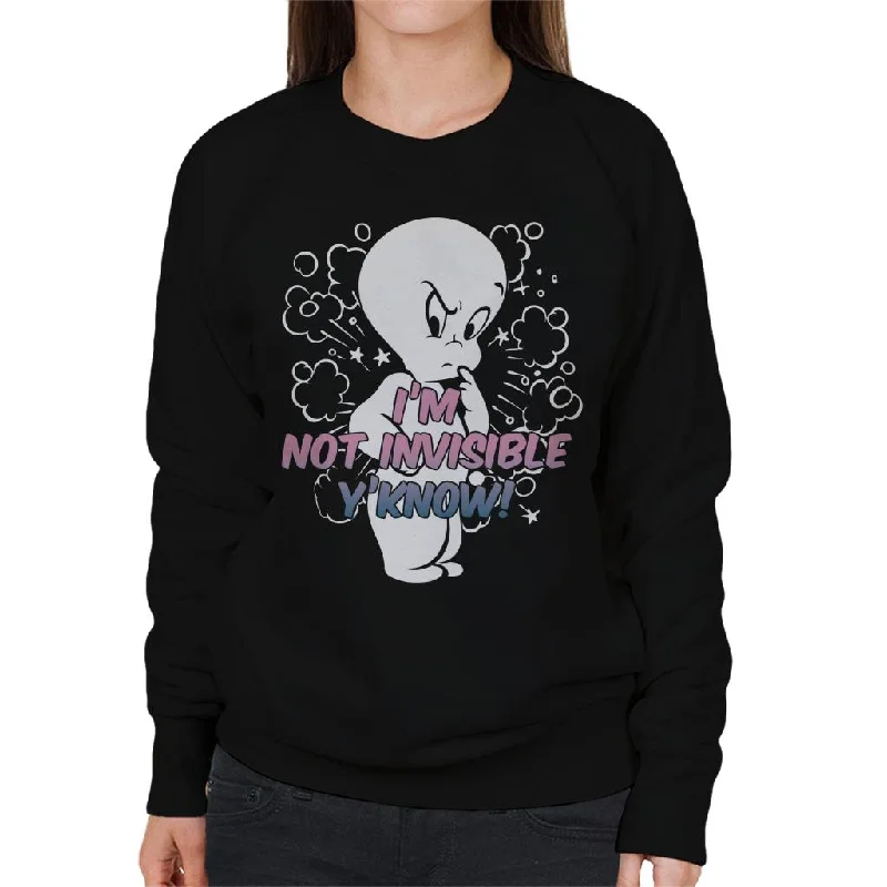 Casper The Friendly Ghost Cross I'm Not Invisible Y'Know Women's Sweatshirt Hoodie with Reflective Safety Nightwear