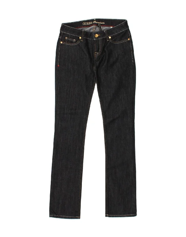 GUESS Womens Slim Jeans W27 L33 Navy Blue Cotton Comfortable Straight-Legged Denim