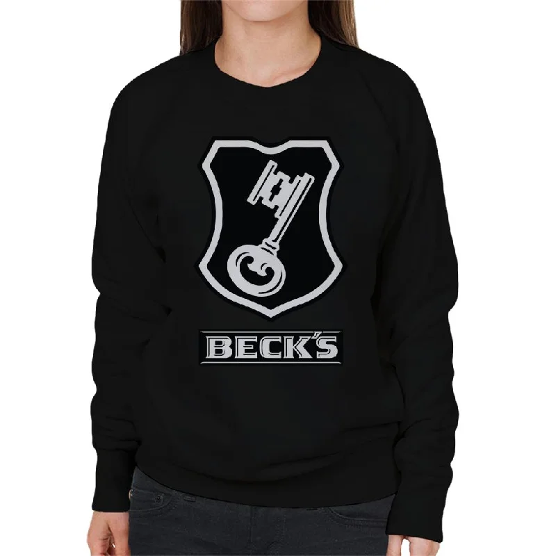 Beck's Logo Filled Black Key Women's Sweatshirt Hoodie with Zipper Placket Modern Functional