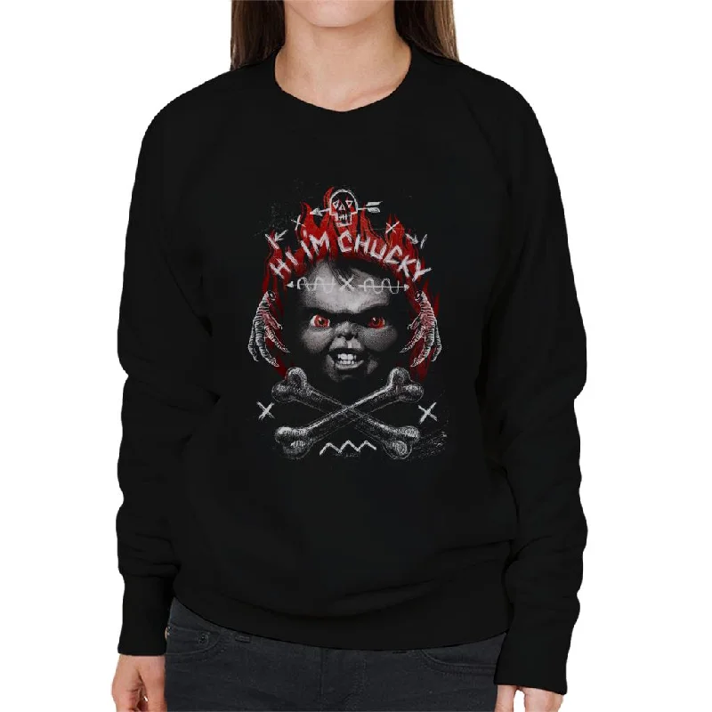 Chucky Hi Im Chucky Quote Women's Sweatshirt Hoodie with V-Neck Classic Versatile