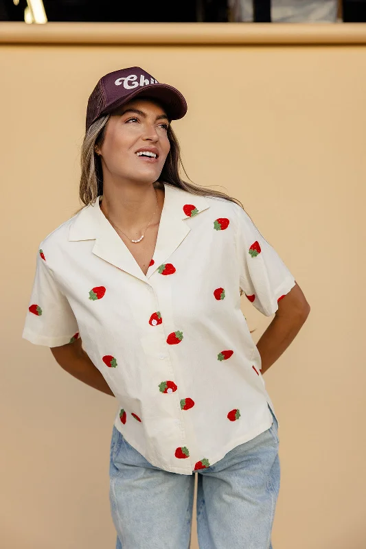 The Strawberry Button Blouse Relaxed Fit Blouse