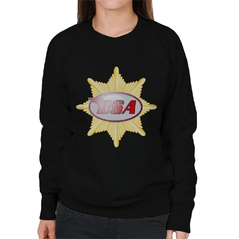 BSA Red Logo Badge Women's Sweatshirt Hoodie with Ribbed Neckline Snug Warm