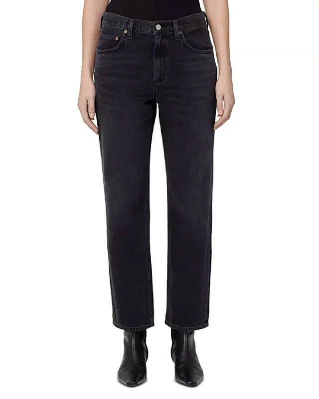 Valen Mid Rise Straight Leg Jeans In Hitch Classic Black Denim Jeans