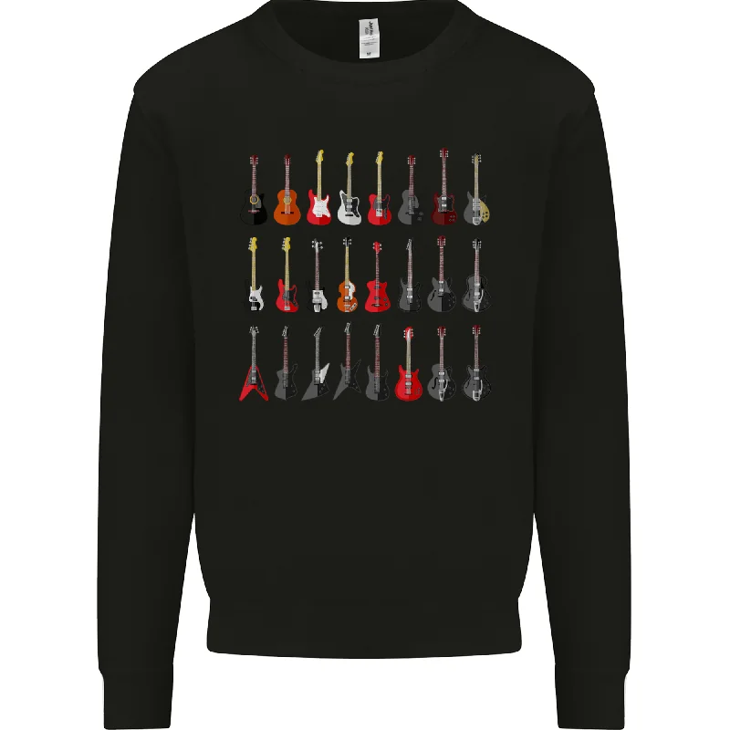 A Collection of Guitars Guitarist Electric Mens Sweatshirt Jumper Hoodie with Emblem Brand Identity