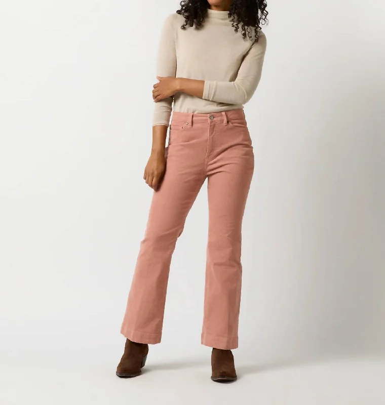 Kendall Flare 5-Pocket Jean In Rose Elegant Raw Hem Jeans