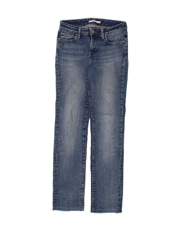 LEVI'S Womens 714 Straight Jeans W26 L30  Blue Cotton Casual High-Waisted Bootcut Jeans