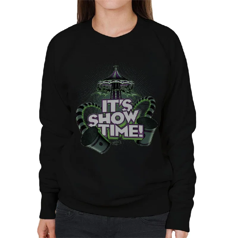 Beetlejuice Merry Go Round Its Show Time Women's Sweatshirt Hoodie with Elastic Waist Stretchable Comfortable