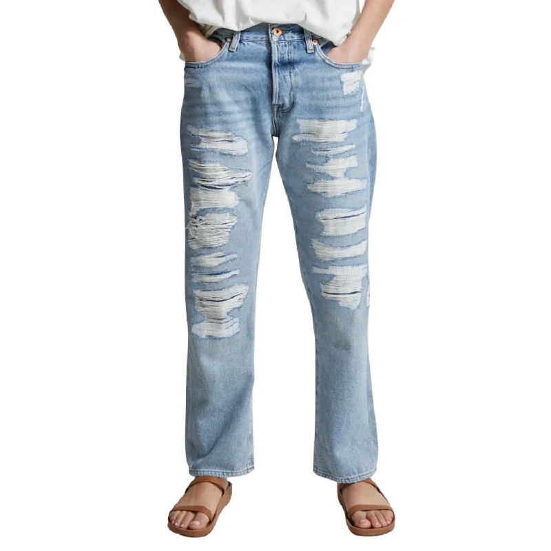 Nori Jean In Super Destroy Wash Comfortable Zip-Fly Denim Jeans