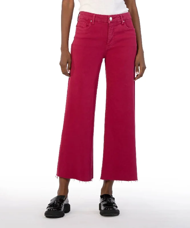 Meg High Rise Fab Ab Wide Leg Jeans In Dragon Fruit Stylish Tapered Fit Jeans