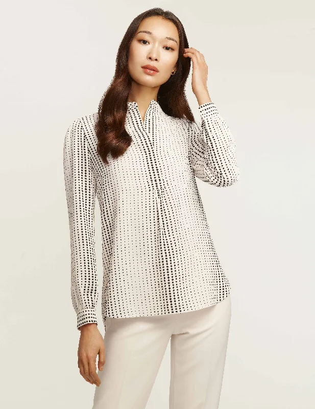 Florentine Dot Print Poet Blouse Modern Oversized Blouse