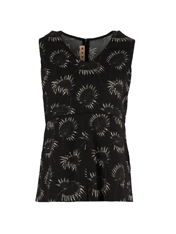 palm-print sleeveless blouse Delicate Bow Blouse