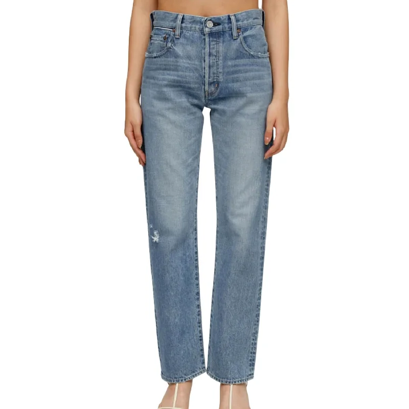 Gilbratar Straight Leg Jeans In Blue Fashionable Button-Front Jeans