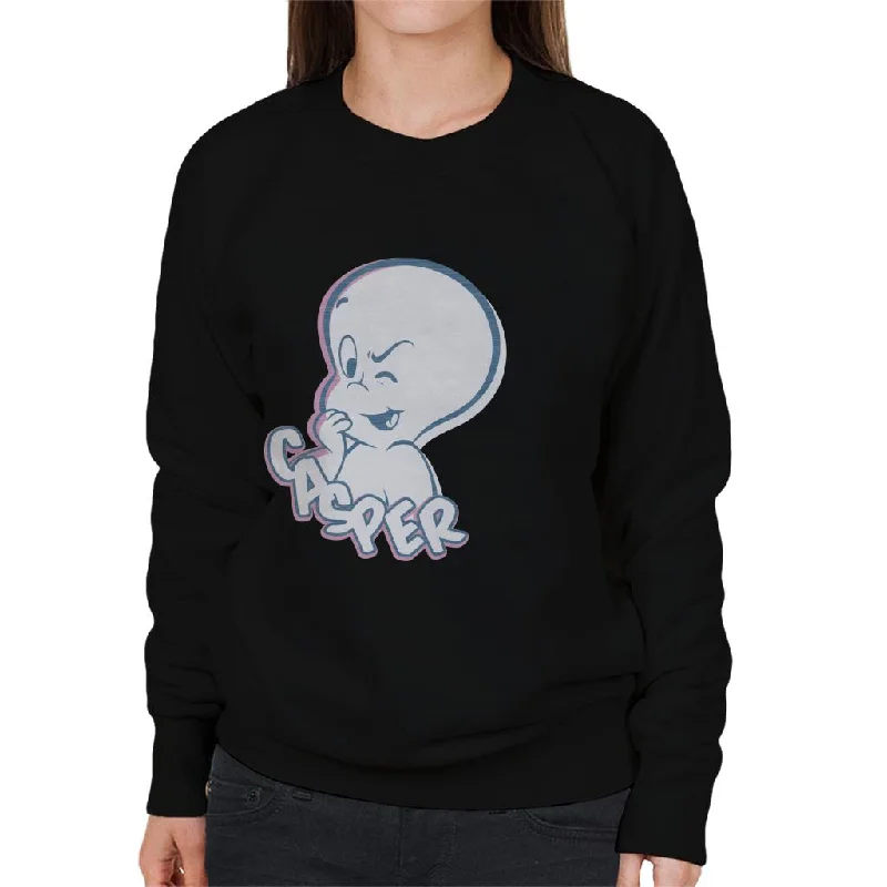 Casper The Friendly Ghost Winking Face Women's Sweatshirt Hoodie with Strings Custom Fit Adjustable