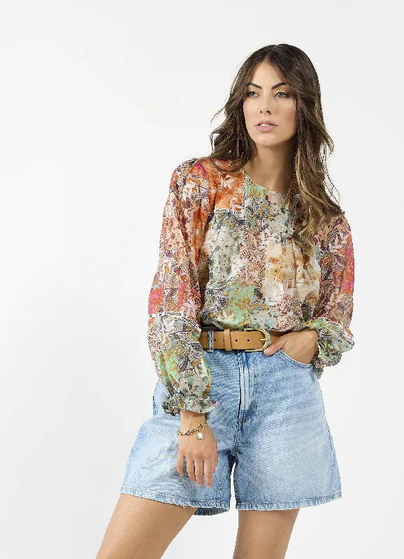 Drama the Label Apache Blouse - Patch Print Asymmetric Hem Blouse