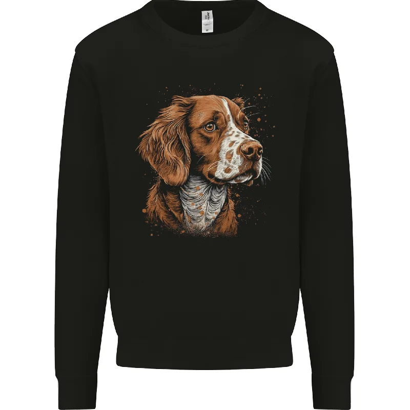 A Brittany Spaniel Dog Mens Sweatshirt Jumper Hoodie with Hidden Zipper Minimalist Clean