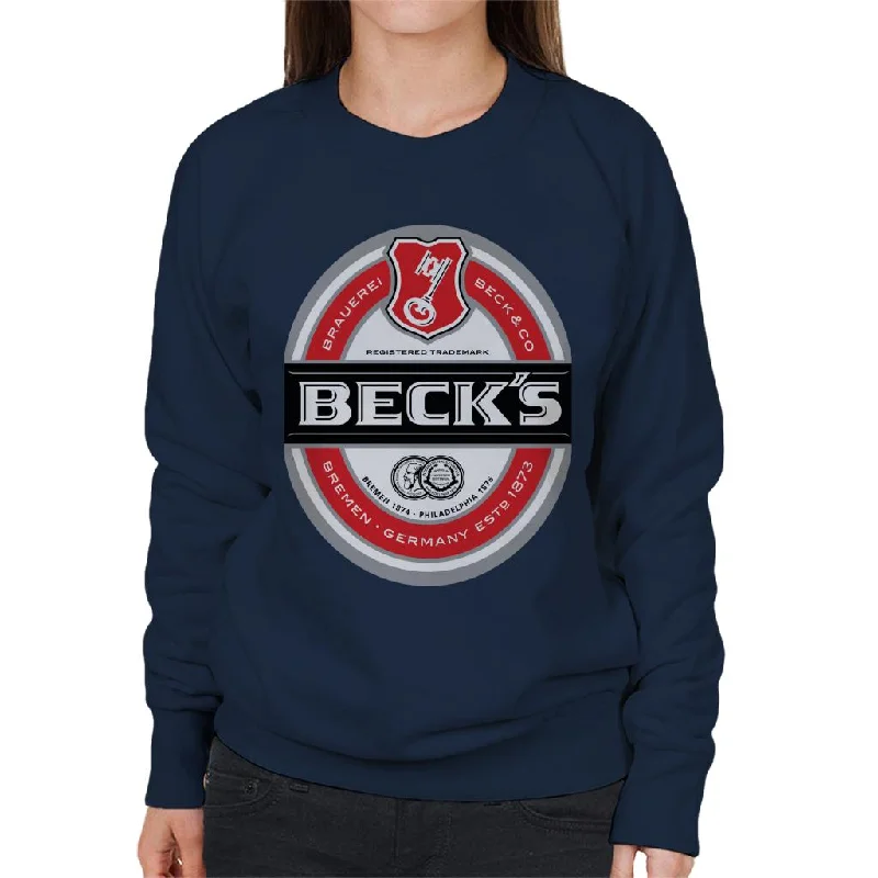 Beck's Brauerei Label Women's Sweatshirt Hoodie with Drawstring Waist Adjustable Fitted