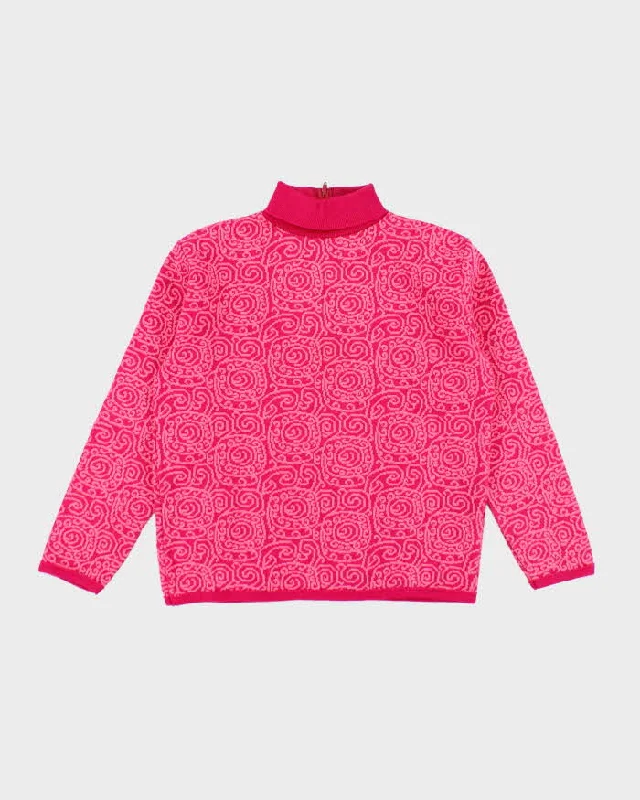 Vintage 80s Lady Anne Pink Wool Jumper - S High Neck Crew Neck V-Neck