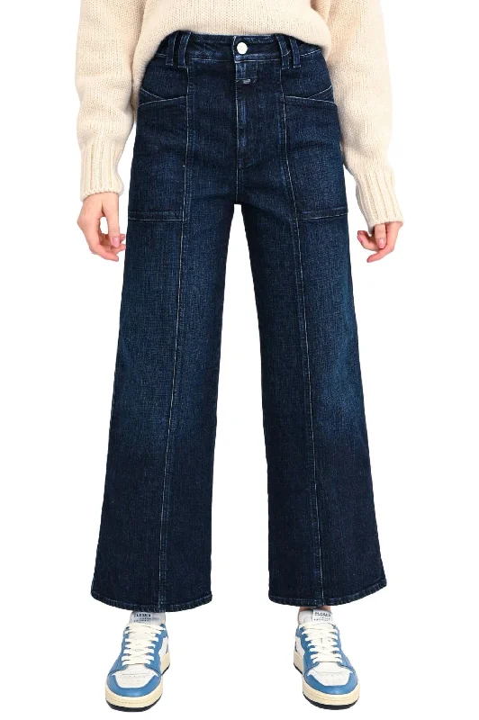 X-Centric Wide-Leg Jeans In Dark Blue Comfortable Mid-Rise Jeans