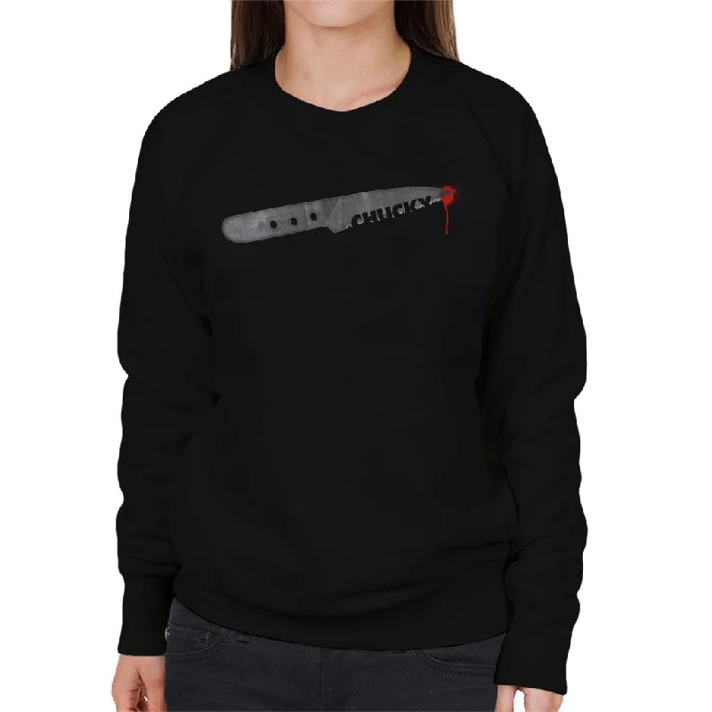 Chucky Droplet Of Blood Women's Sweatshirt Hoodie with Hem Raw Edge Edgy Unfinished