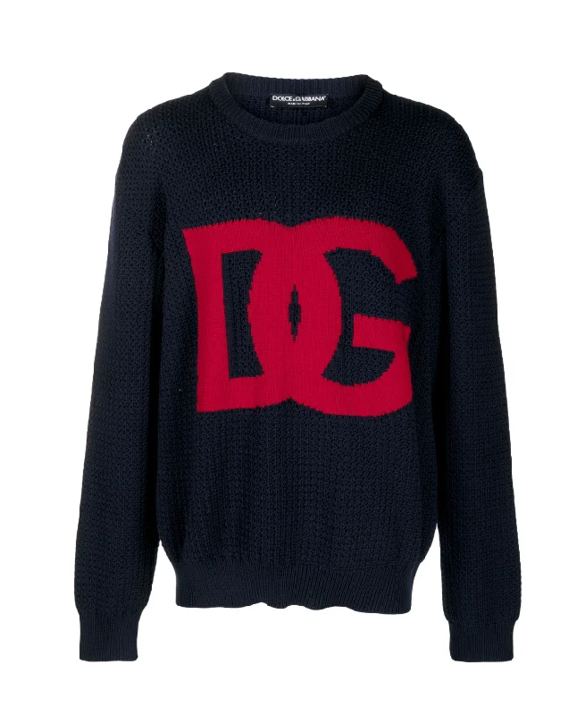 Dolce & Gabbana intarsia-knit logo wool jumper Fitted Slim Tailored