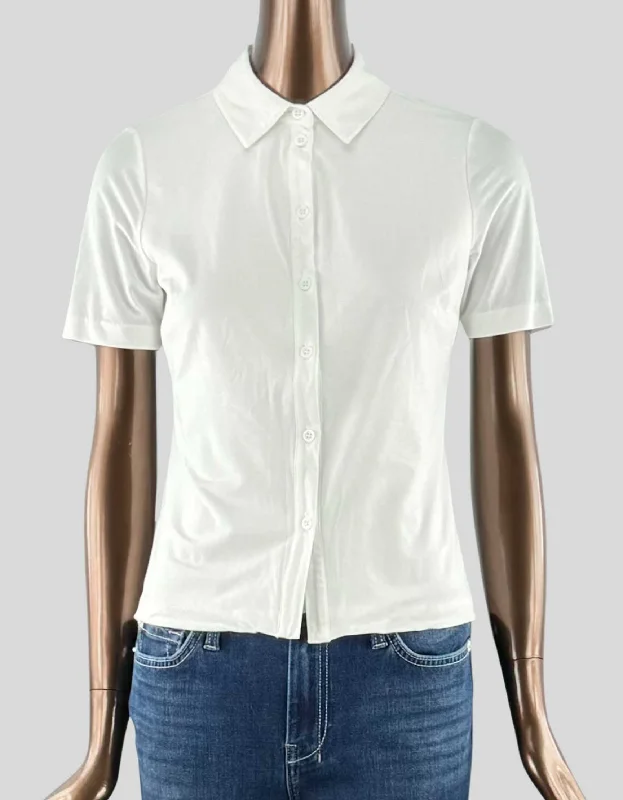 RW&CO. Short-Sleeve Buttoned-Down Blouse- X-Small Sheer Sleeve Blouse