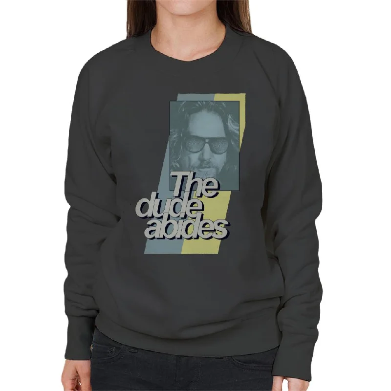 The Big Lebowski The Dude Abides Retro Lines Women's Sweatshirt Hoodie with V-Neck Classic Versatile