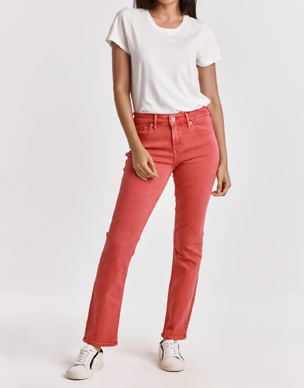 Blaire Hi-Rise Straight Jeans In Viva Magenta Trendy Vintage Denim Jeans