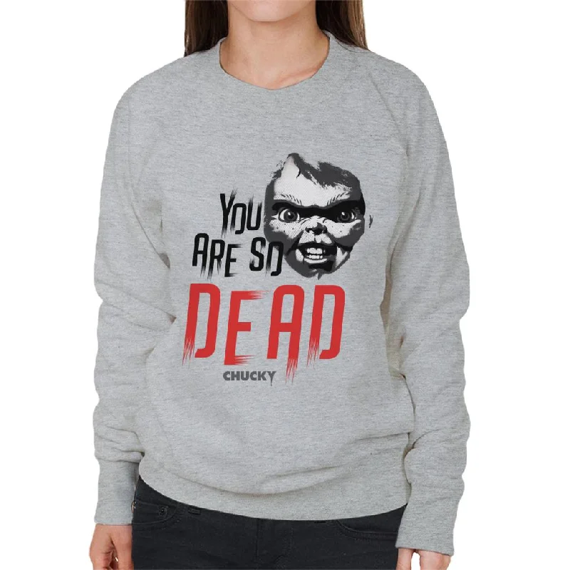 Chucky You Are So Dead Women's Sweatshirt Hoodie with Front Slit Layering Stylish