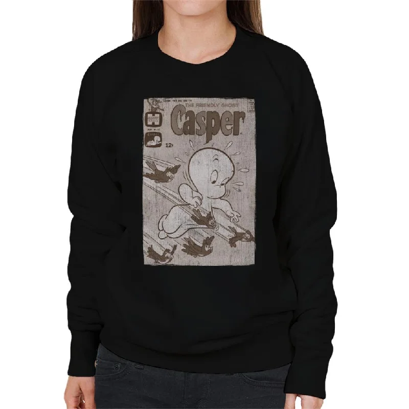 Casper The Friendly Ghost Birds Flying Women's Sweatshirt Hoodie with V-Neck Classic Versatile