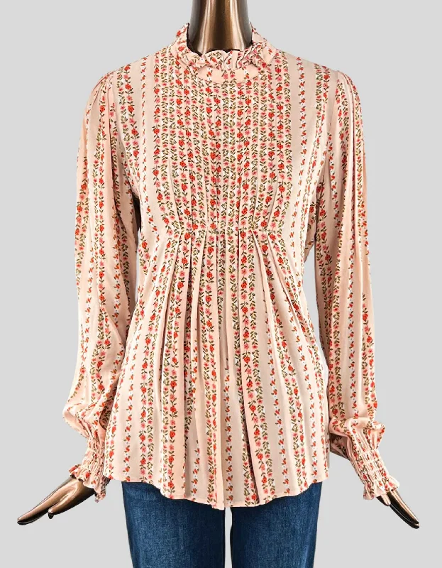 SEE BY CHLOÉ Printed Mock Neck Blouse - L | 8US, 40FR Versatile Layering Blouse