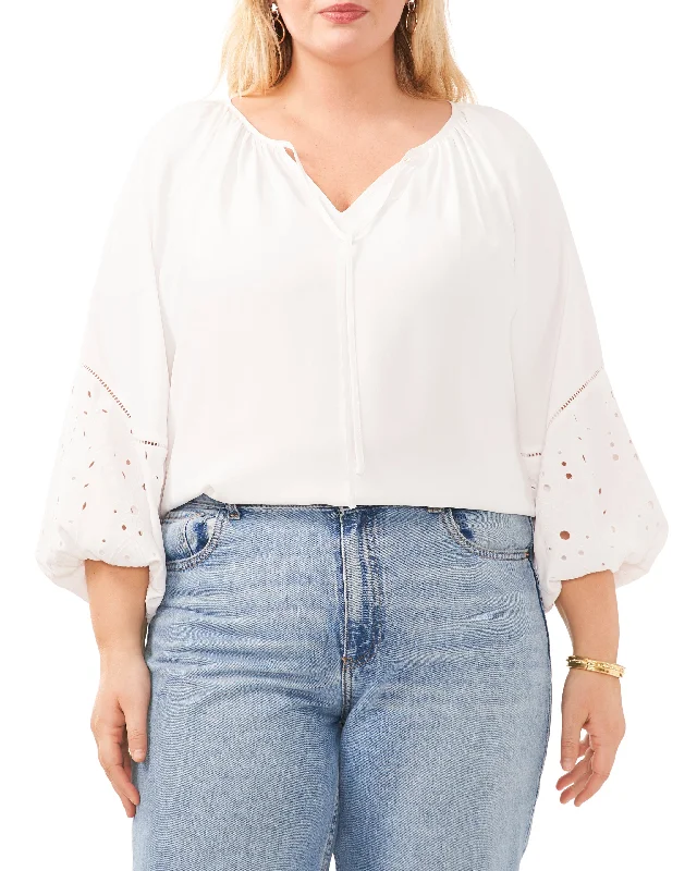 Plus-Size Ruched V-Neck Blouse Peter Pan Collar Blouse