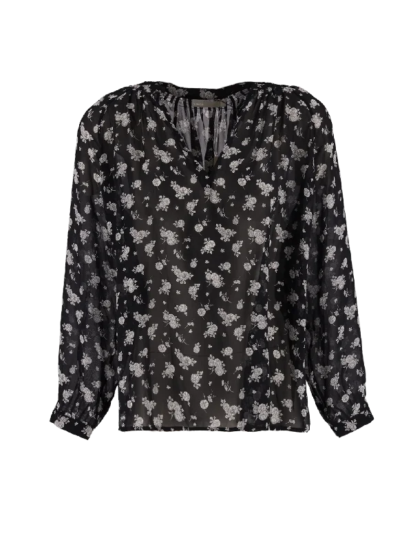 floral-print silk blouse Slim Fit Blouse