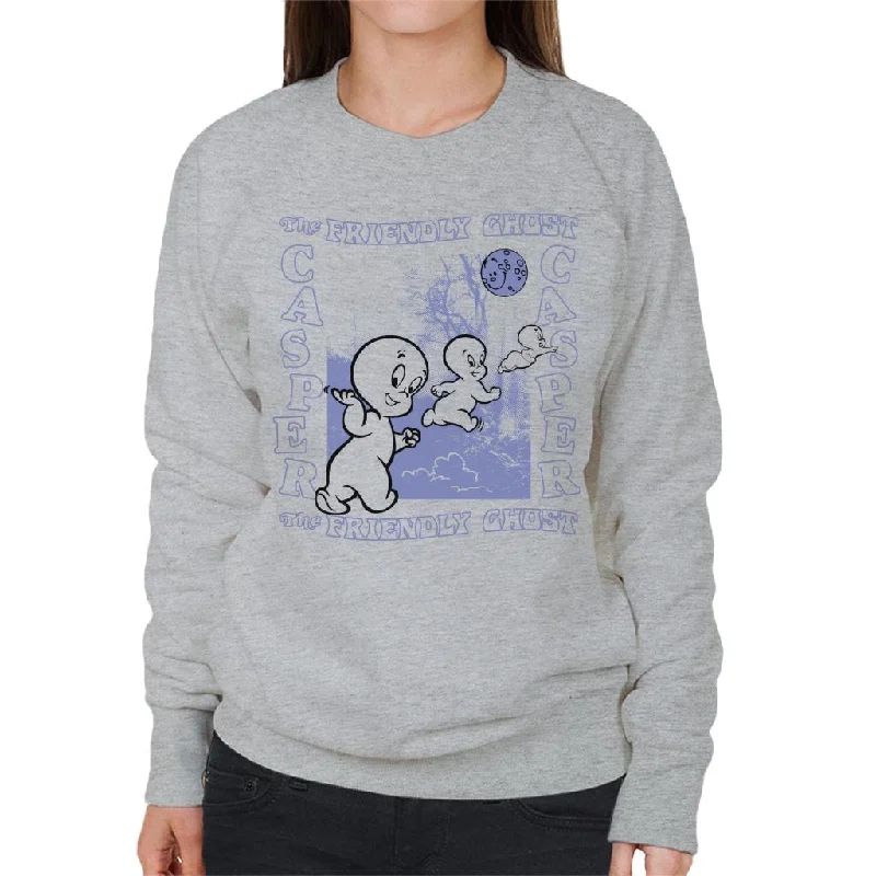 Casper The Friendly Ghost Forest Moon Women's Sweatshirt Hoodie with V-Neck Classic Versatile