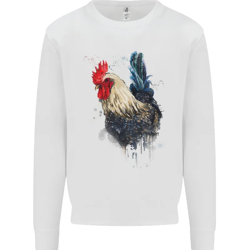 A Chicken Watercolour Mens Sweatshirt Jumper Hoodie with Contrast Stitching Detailed Premium