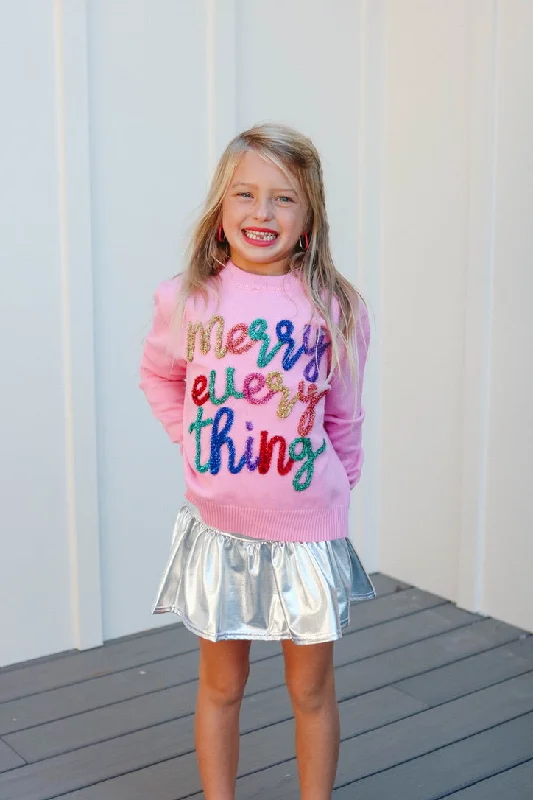 Queen of Sparkles Youth Merry Everything Sweater Nylon Fabric Polyester Fabric Spandex Fabric