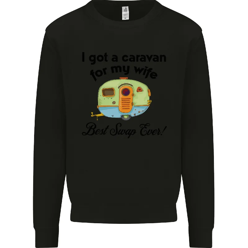 A Caravan for My Wife Caravanning Funny Mens Sweatshirt Jumper Hoodie with Belted Waist Structured Tailored