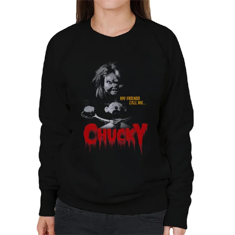 Chucky My Friends Call Me Chucky Women's Sweatshirt Hoodie with Hood Adjustable Protection